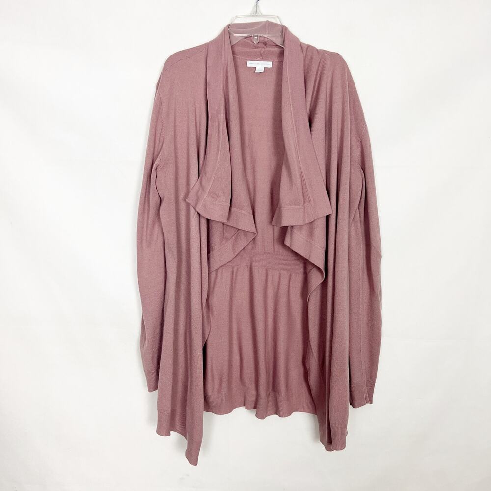 New York & Company Open Front Pink Cardigan Size Large Long Length